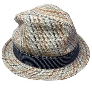 True Religion Paper Straw Fedora Hat Multi Color Woven S/M Denim Band